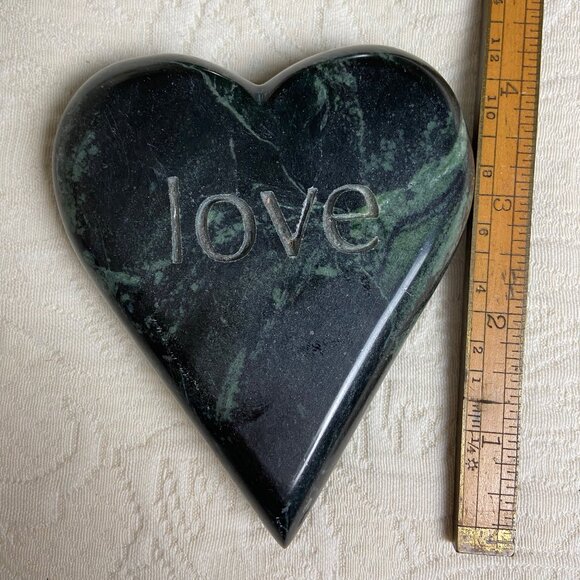 Vintage Alabaster Carved Heart "Love" - Picture 5 of 6